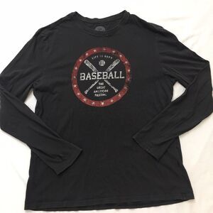 LIFE IS GOOD Smooth Tee Graphic T-Shirt Men's M Dark Gray Long Sleeve Baseball